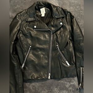 Women's Black Leather Motorcycle Jacket
